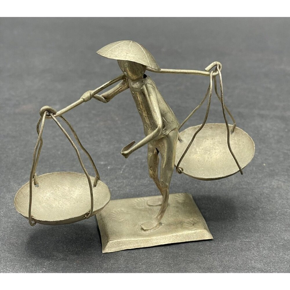 Chinese Porter Handcrafted Metal Figurine Small